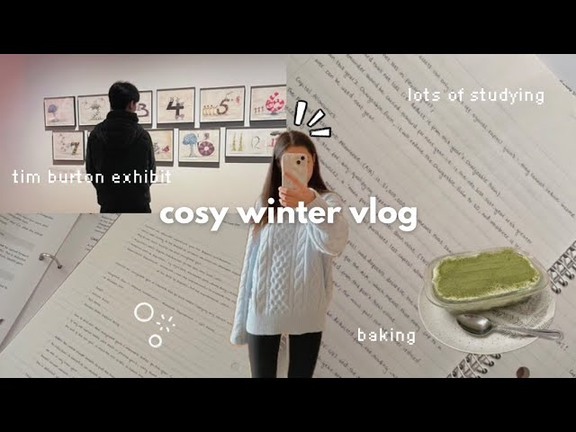 cosy winter study vlog 🧦🍵 tim burton exhibit, baking matcha tiramisu, productive study tax law grind