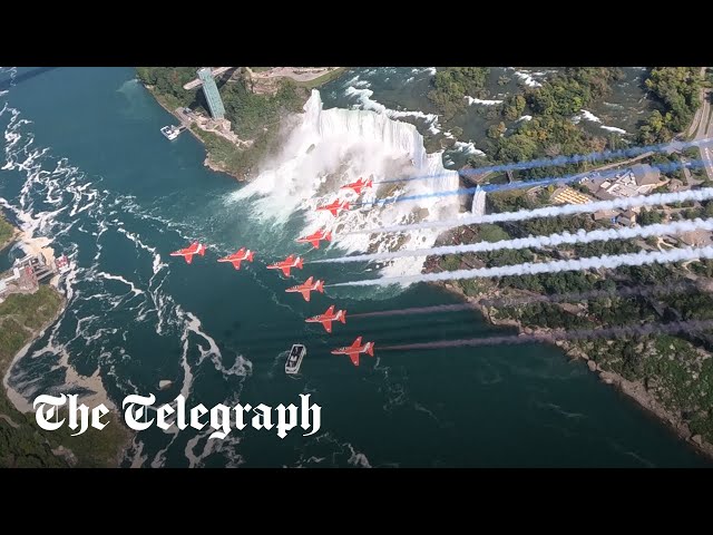 Red Arrows perform fly-past over Niagara Falls on Canada tour