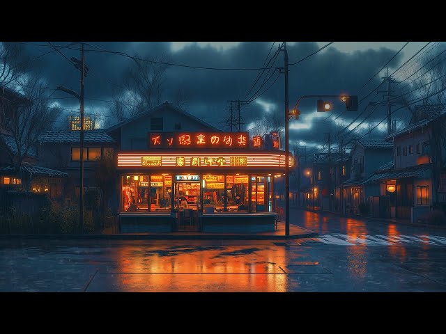 Experience the Rainy Nights of Japan with 90s Lofi Hip Hop Beats | Retro Japanese Town | Rain Sounds