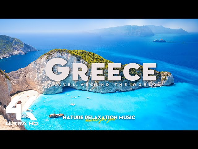 FLYING OVER GREECE (4K UHD) - Amazing Beautiful Nature Scenery with Relaxing Music for Stress Relief