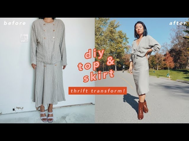 Thrift Transform: DIY Two Piece (Top + Skirt) & Scarf