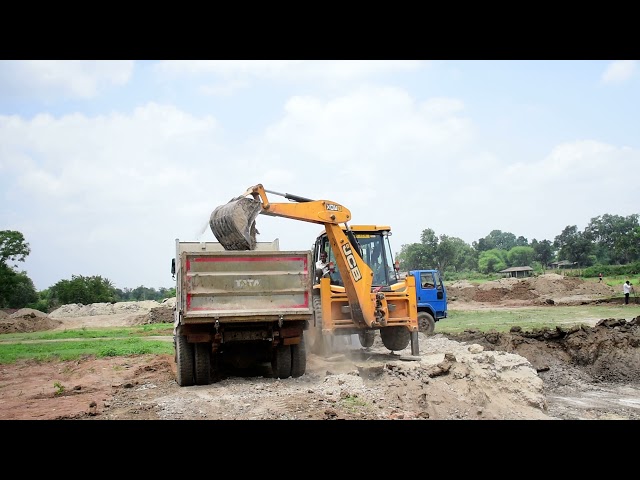 Jcb Backhoe Mud Loading By Truck Tata 2518 Tipper JCB 3DX Backhoe  Excavator#Jcb machine2