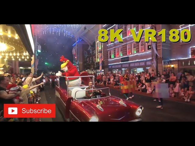 8K VR180 3D White Christmas Main Parade at Movieworld (Travel videos, ASMR/Music 4K/8K Metaverse)