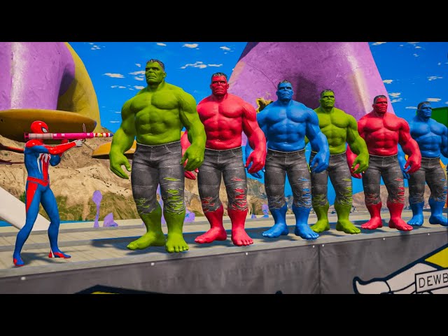 GTA 5 Ragdolls Spiderman vs Blue Hulk vs Green Hulk Jumps Fails (Funny Moments)