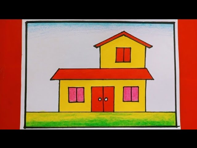 How to draw beautiful house drawing √√ meem drawing academy √√ #art #house #oilpasteldrawing #art