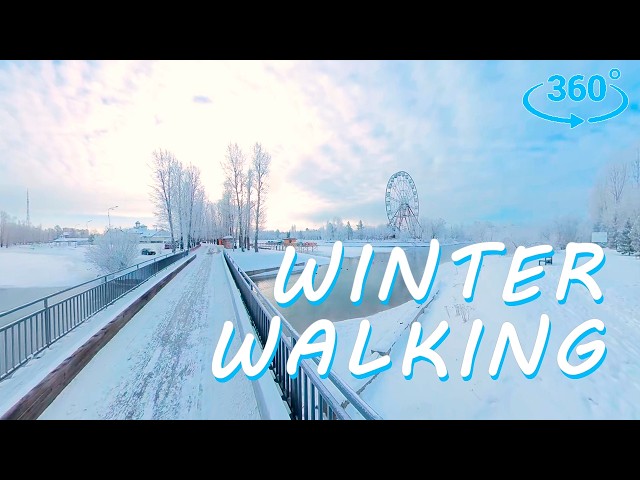 |360 video| vr walking in the winter: virtual walking scenes for treadmill - walk 1 mile 30 minutes