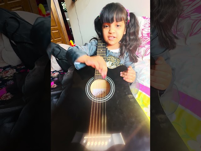 Little baby Manahil playing guitar / English children song #baby #guitar