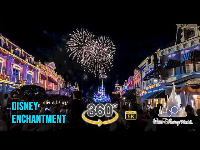 VR 360 5K Disney Enchantment Fireworks Main Street USA View Full Show  Walt Disney World 2021 10 03