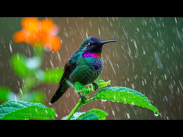 Birds In The Rain 🕊️ Calming Music With Beautiful Birds Video With The Sounds Of Birds And Rain🌧️