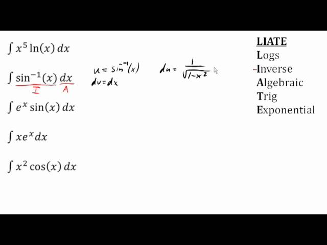 Integration by parts - choosing u and dv