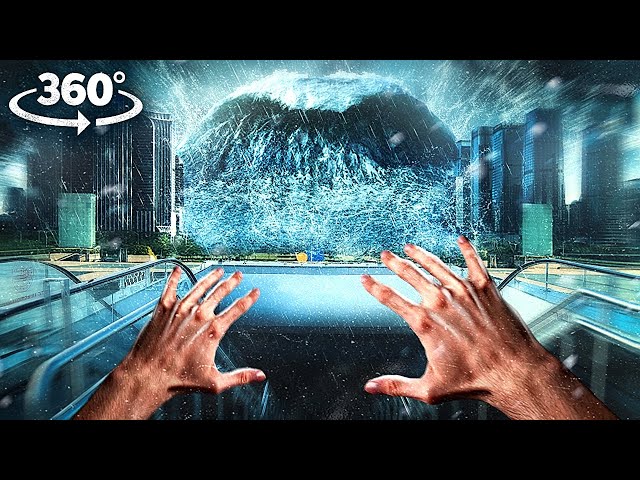 VR 360 FLASH FLOOD and THUNDERSTORM 1 - Escape Hurricane Ian Floods Subway 4k Vr 360 video