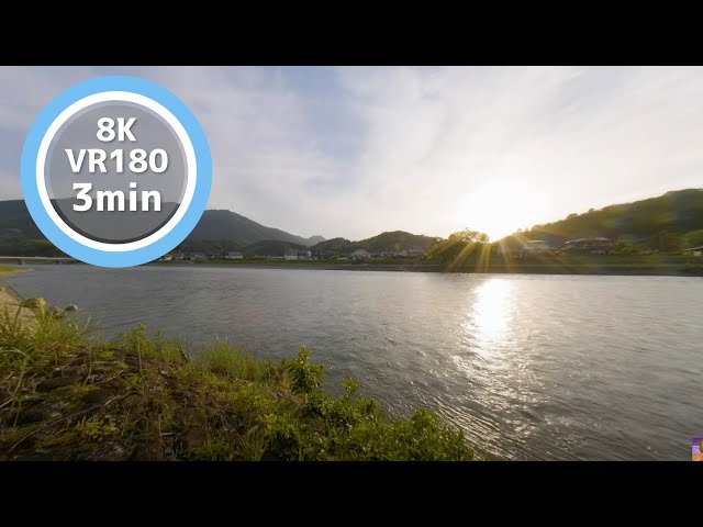 3 Min Meditation riverbed illuminated by the setting sun VR180 8K Binaural ASMR