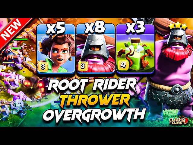 Town Hall 17 New THROWER & ROOT RIDER Attack With OVERGROWTH | COC Thrower Attack With Root Rider