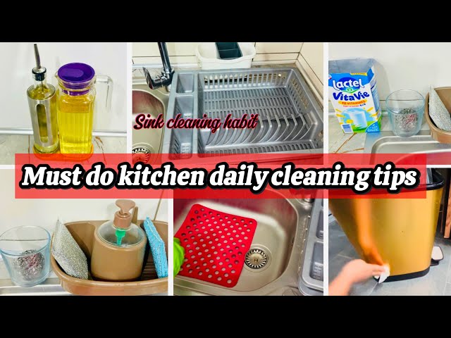 Kitchen cleaning tips must to do/everyday habits for cleaning and organizing kitchen @Mominahussain1