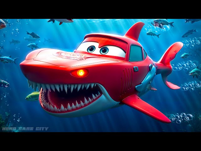 SHARK McQueen Takes on Police Cars in Epic Underwater Battle | Part 2 | Hero Cars Adventure Episode