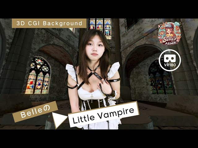 【8K VR180 AR CGI Backround】Belle‘s Cosplay #03 Little Vampire In Castle ｜ 古堡中的吸血鬼