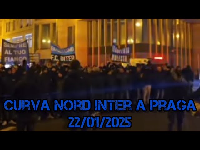 Curva Nord Inter corteo e tifo a Praga , 22/01/2025