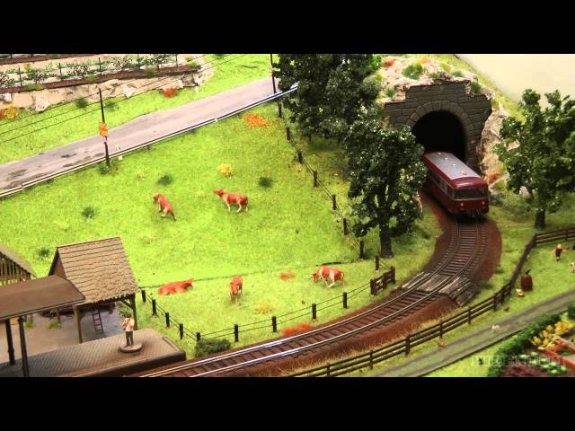 Model Railroad Layout with the famous Uerdinger railcar VT 98 in HO Scale