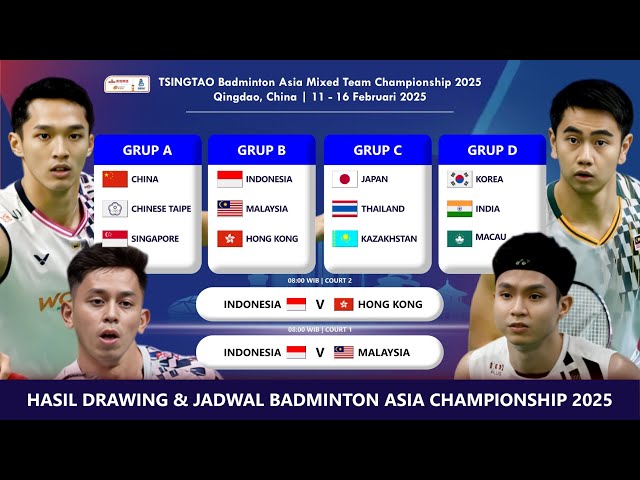 HASIL DRAWING & JADWAL BADMINTON ASIA MIXED TEAM CHAMPIONSHIP 2025 (11-16 FEBRUARI) #badmintonasia