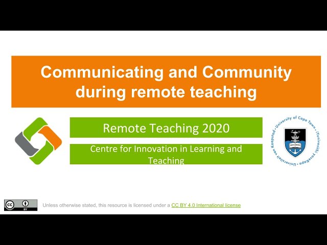 Level 1 Communicating and building community during Remote Teaching (Webinar 3)