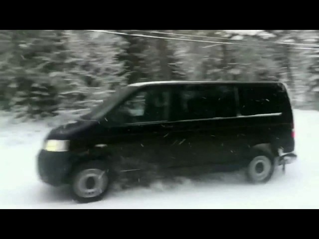 Winter Driving: VW T5, Studded Tyres on Heavily Snowed-In Gravel Roads