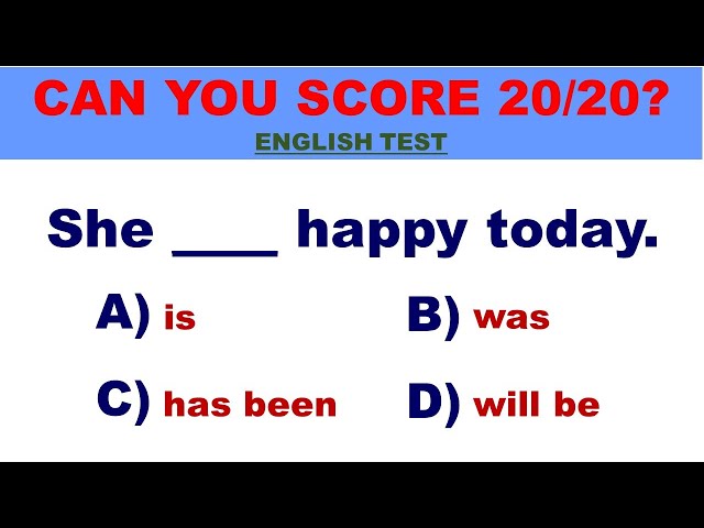 English Grammar Test 🌟📚 Can You Score 20/20?