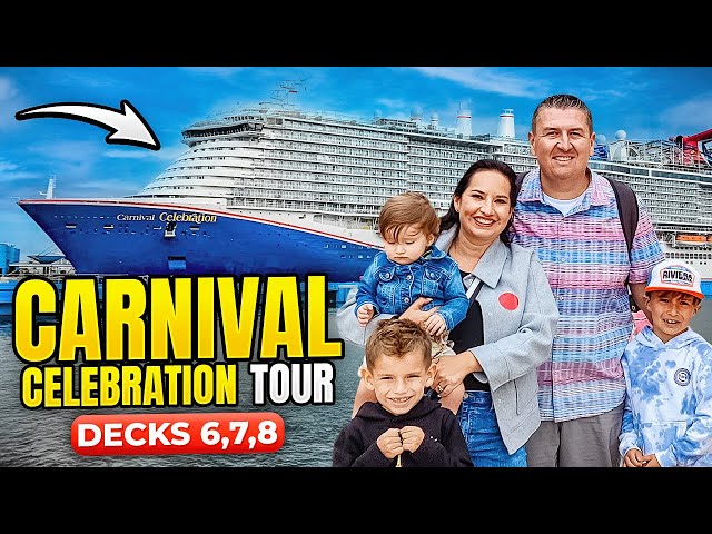 Carnival Celebration Walking Times Lapse TOUR | Decks 6 - 7 -  8