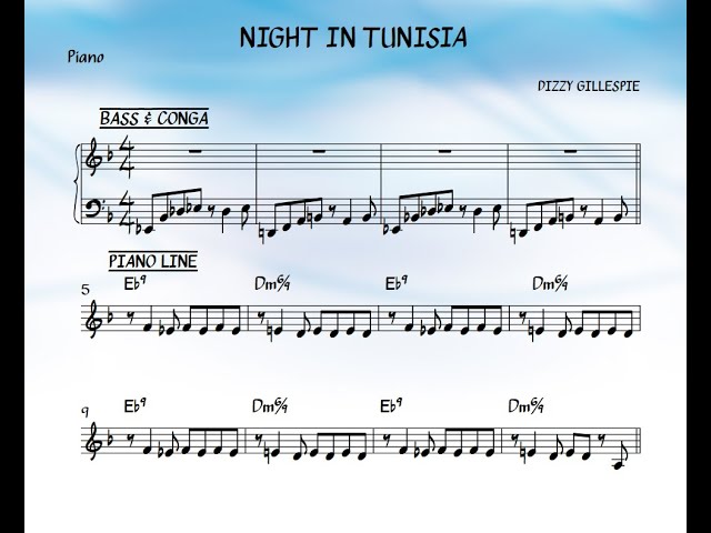 Night in Tunisia Latin Jazz Play Along NO Piano