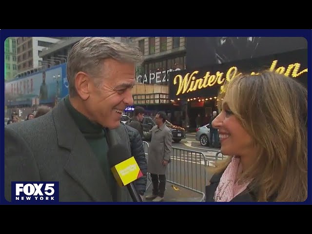 Rosanna Scotto ambushes George Clooney for Times Square interview