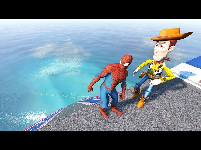 GTA 5 Spiderman VS Woody Water Ragdolls Compilation (Euphoria Physics Funny Moments)