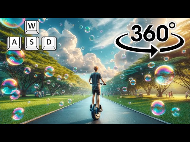 8K, Bubbles, Riverfront City Park, EUC Ride, 60FPS, 360°