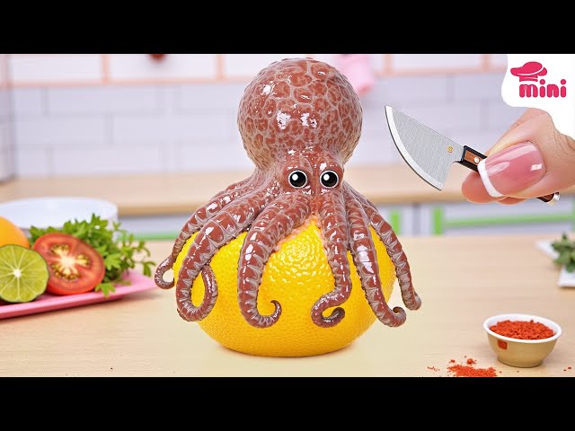 Top Of Seafood Recipe 💓 Miniature Grilled Octopus In Lemon Bowl | Cake & Food by Mini Bakery