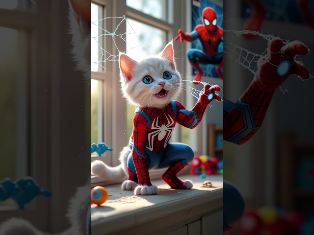 Kitten Transforms Into Spider Cat!#spiderman