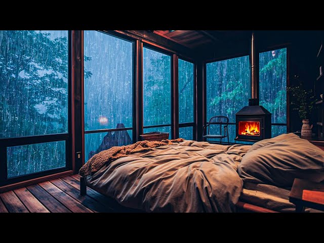 Sound of Rain for Relaxation and Restful Sleep - Heavy Rain and Thunder at Night