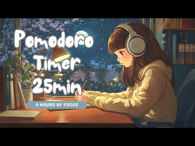 25/5 Pomodoro Timer | 1 hours Study with Me | Lofi Study, Focus | 2 x 25 min