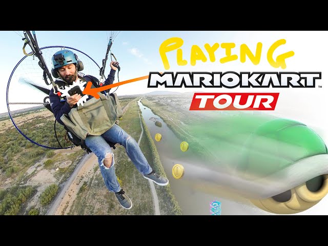 Playing Mario Kart Tour on my Flying Machine! UPGRADING my Paramotor fuel tank!