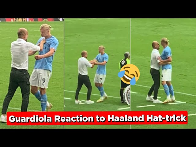 😂 Pep Guardiola Crazy Reaction to Erling Haaland Hat-Trick vs Manchester United