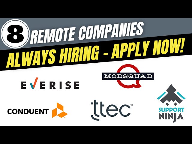 8 REMOTE JOBS ALWAYS HIRING - ENTRY LEVEL - QUICK HIRE