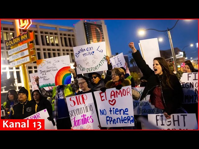 People gather in Las Vegas to protest against Trump's executive orders on immigration