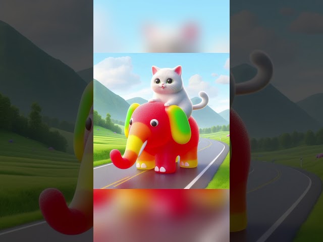 Kucing naik hewan gummy #cute #shortvideo #animals #animation #shorts #short