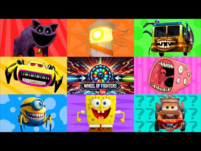 EPIC MONSTER BATTLE ⚔️ Train Eater , Bus Eater , Spider Minions Eater , McQueen Eater , SpongeBob ⚔️