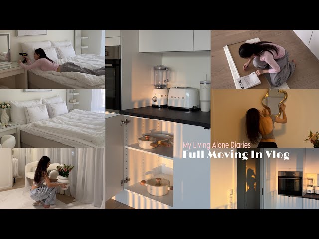 My Livin Alone Diaries| Full moving in vlog, doing it all by myself 💪🏽🎀