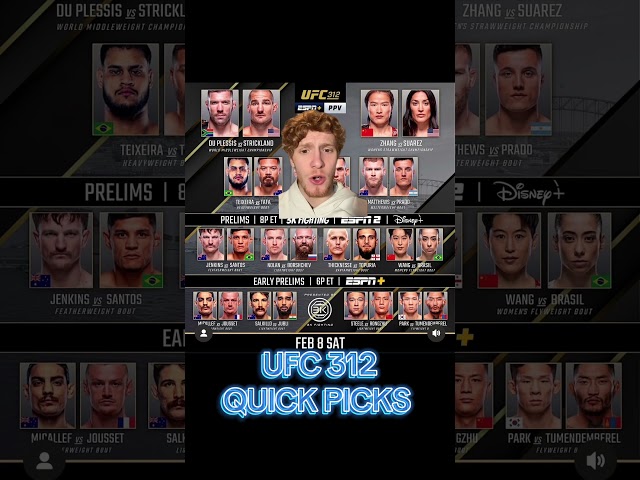 UFC 312 QUICK PICKS #ufc #mma #bet #shorts #greenscreen #picks #fightpicks #ufc312