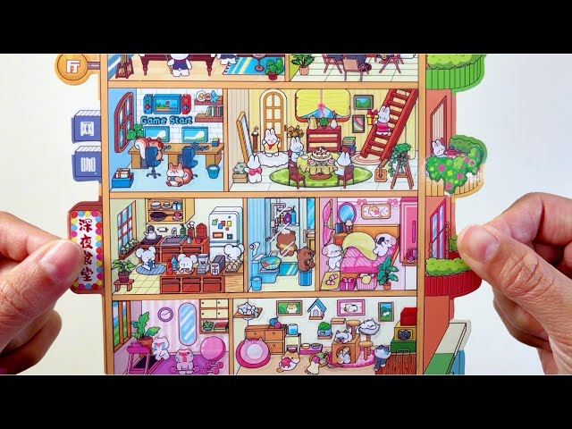 [ASMR]DIY a super luxurious six-story animal apartment with stickers~