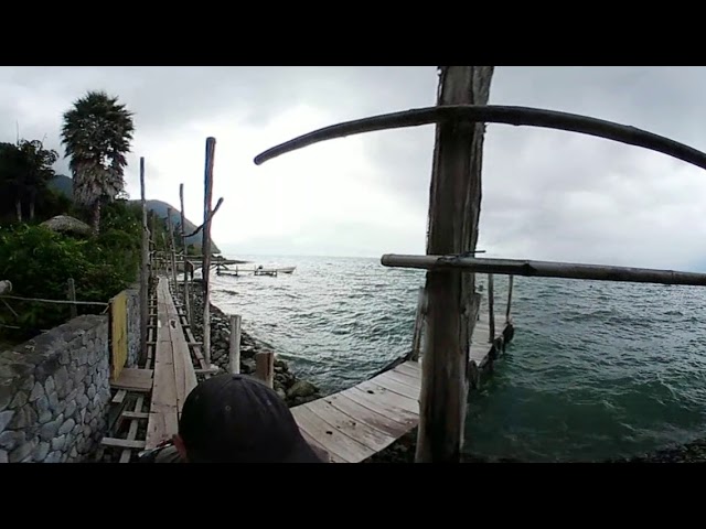 Walking the coastline of Lake Atitlan Santa Cruz, Guatemala in 360