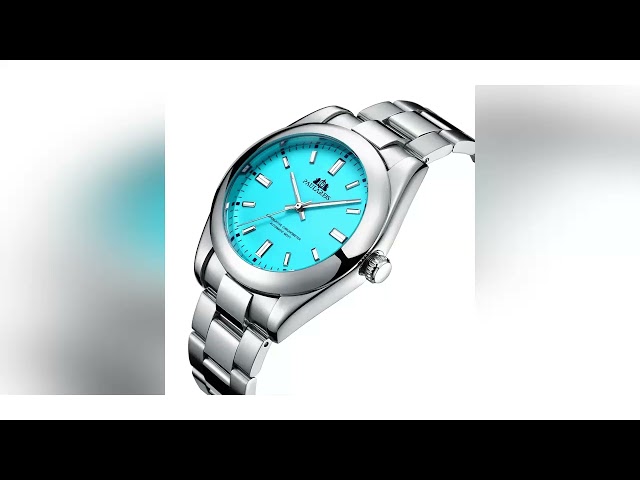 Automatic Watch for Men Mechanical Movement Stainless Steel Luxury Red Yellow Sky Blue Green Ra