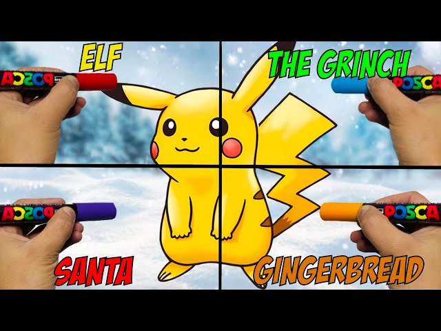 Pikachu In 4 Different Christmas Styles Ft. ARRTX MARKERS and GIVEAWAY!