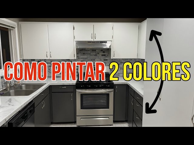 Como Pintar Gabinetes Con Dos Colores En La Cocina Sin Quitar Las Puertas con Color Blanco y Gris