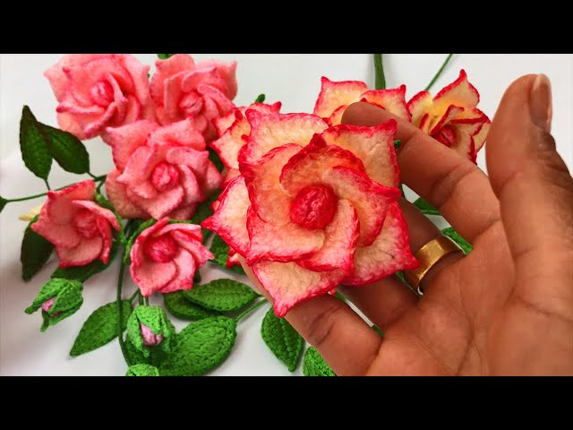 Crochet Rosa Hybrid Miniature Rose Flowers