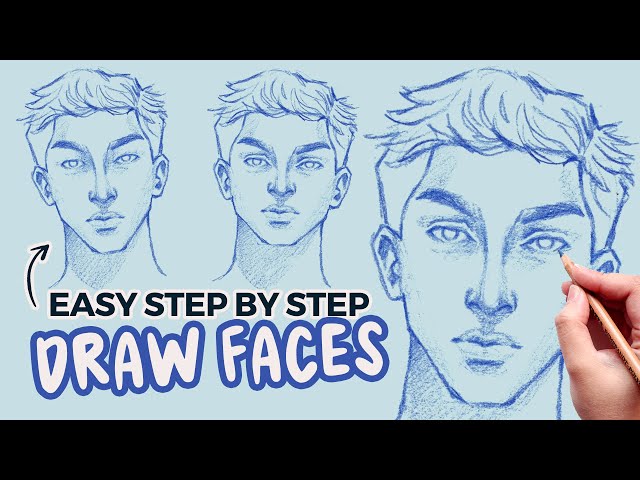 how to draw faces, eyes, nose, mouth | step by step tutorial